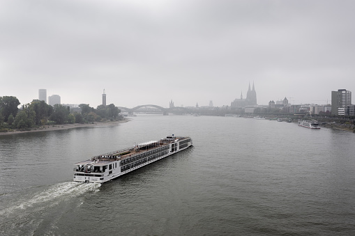 inland tanker vessel shipping on the river Rhine