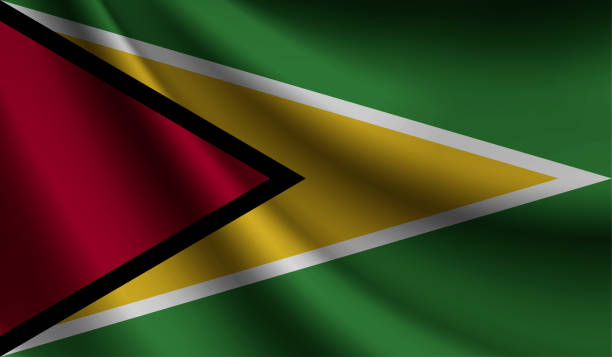 istock Guyana flag waving. Background for patriotic and national design. Vector illustration 1433306355