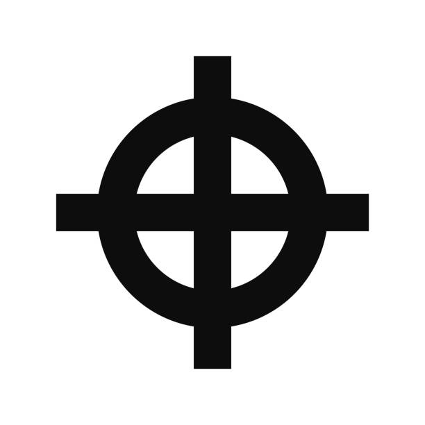 Celtic cross wheel vector symbol Celtic cross wheel vector flat illustration icon - Black symbol isolated on white background nazism stock illustrations