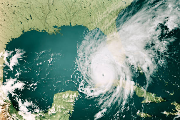 huragan ian 2022 mapa chmury zatoka meksykańska 3d render color - hurricane ian zdjęcia i obrazy z banku zdjęć