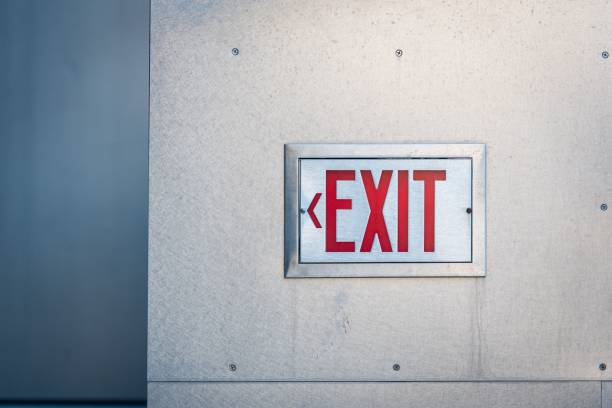 istock Closeup shot of an Exit sign on the wall 1433324034