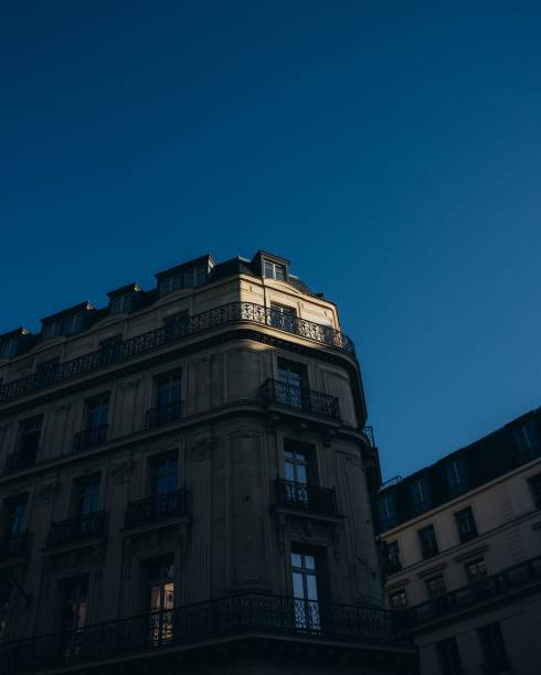 A vertical shot of buildings