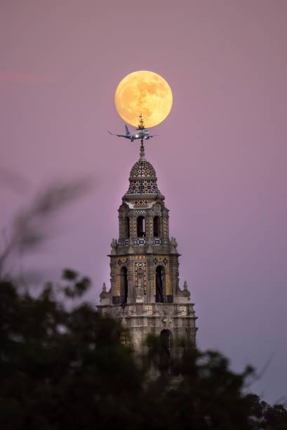 istock Vertical shot of a tower under the moonlight 1433324273