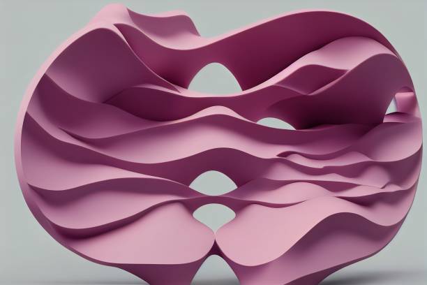 istock 3D rendering of pink abstract wavy shape on a gray background 1433327493
