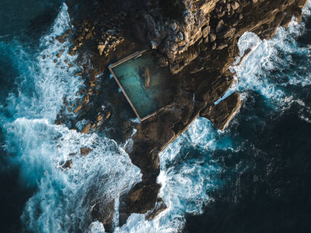 istock Curl Curl Ocean Rock Pool built into the side of a cliff 1433327992