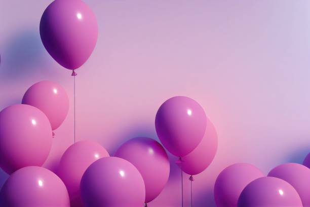 istock Aesthetic backdrop with 3d purple balloons. 1433328087