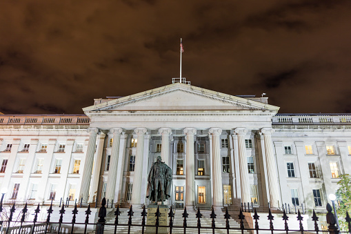 The White House illuminated