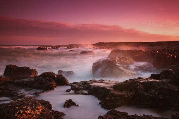 istock Cliffs against the background of the red sky at sunset. 1433330100