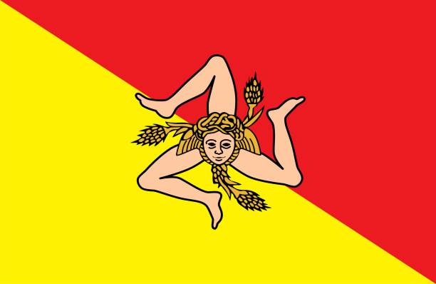 ilustrações de stock, clip art, desenhos animados e ícones de sicily flag. region of italy. vector illustration. - italy map vector sicily