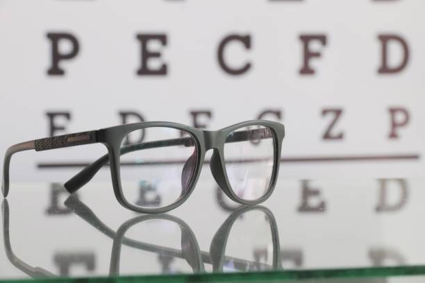 istock Eyeglass in optical shop, black eyeglasses in optical store 1433335301