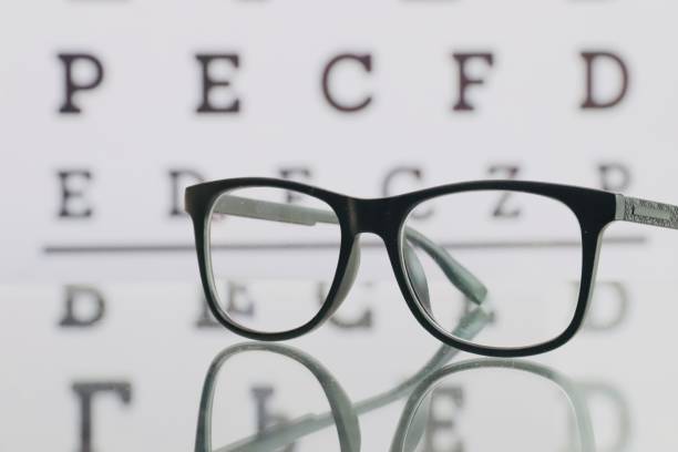 istock Eyeglass in optical shop, black eyeglasses in optical store 1433335711