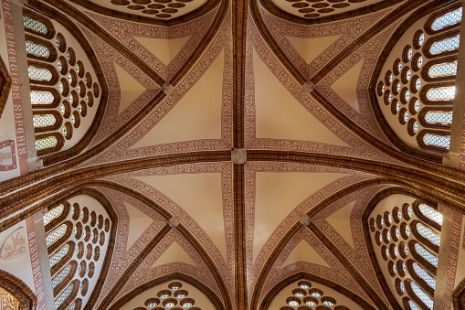 Scenic view of the beautiful ceiling of the Episcopal palace of Astorga