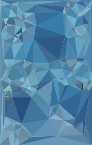 mosaico triangular estilo cubista em muitos tons de vidro azul - mosaic glass tile modern art - fotografias e filmes do acervo