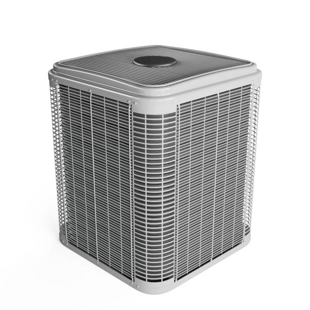 Realistic 3D render of an air conditioner isolated on a white background