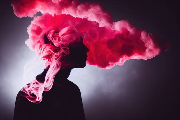 istock Illustration of a human face surrounded by smoke 1433345698