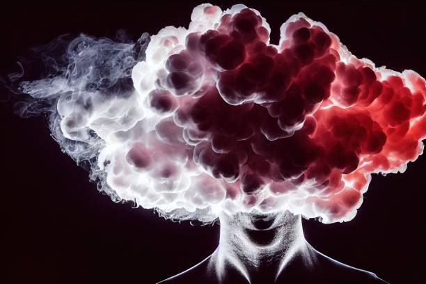 istock Illustration of a human face surrounded by smoke 1433345703