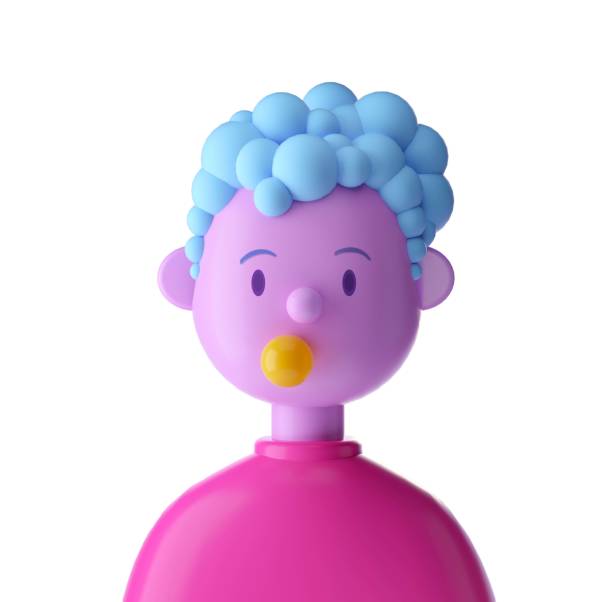 istock Young woman chewing gum cute iconic character isolated white background. 3D Rendering 1433345836