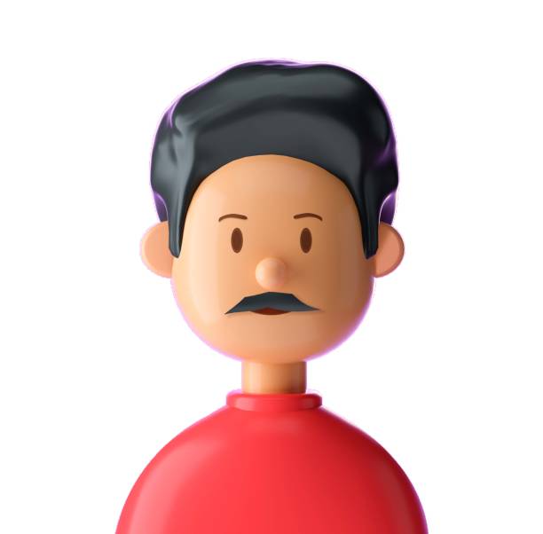 istock Man with mustache cute iconic character isolated white background. 3D Rendering 1433345922