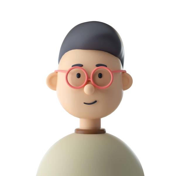 istock Cute boy iconic character with glasses isolated white background. 3D Rendering 1433345997