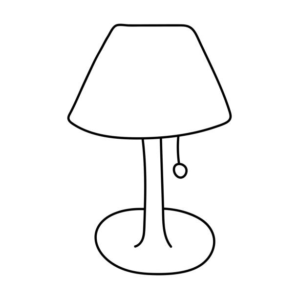 ilustrações, clipart, desenhos animados e ícones de lâmpada de mesa de ilustração vetorial desenhada à mão. - office chair chair furniture scribble