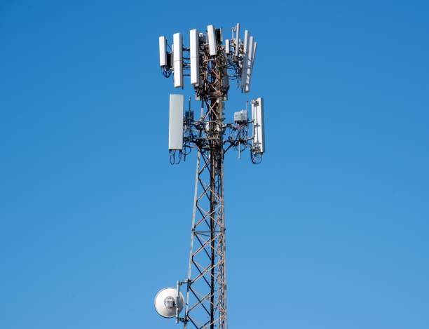 istock Low angle shot of an antenna communication tower on a sunny day 1433346769