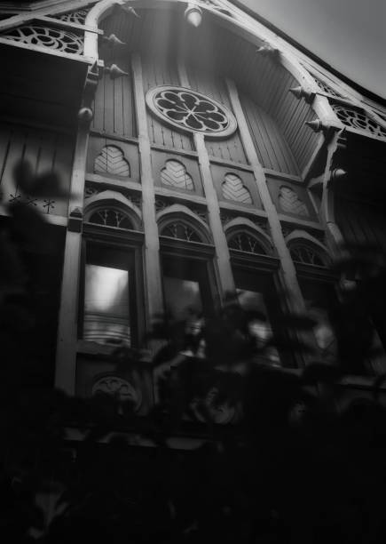 istock Vertical shot of an ancient building in black and white 1433352389