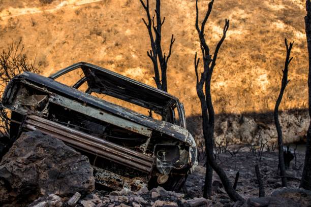 istock Old car left on a hill near the sea 1433353410