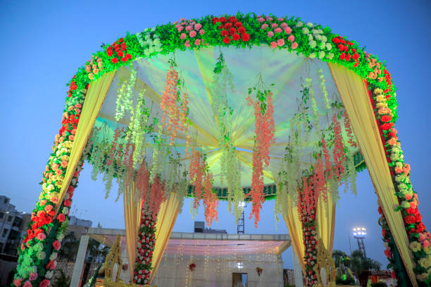 istock Wedding stage decorated with beautiful flowers 1433353601