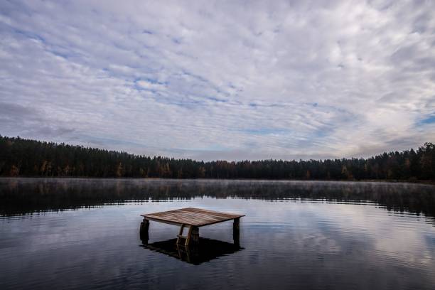 istock Beautiful landscape of a mirror lake surrounded by dense forest 1433354121