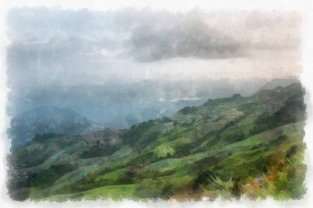 istock Mountain forest landscape and camping watercolor style illustration impressionist painting. 1433356740