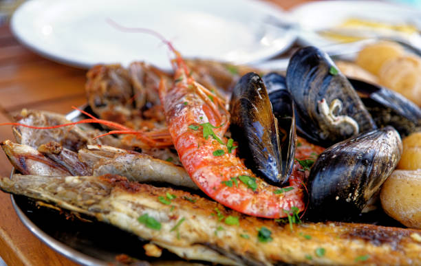 istock Fresh seafood platter ready to be served 1433360728