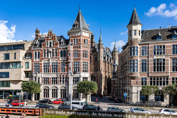 Street view of Antwerp, Belgium stock photo
