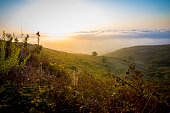 Sunset valley view on the mountains of Serra da Monchique in Algarve, Portugal.