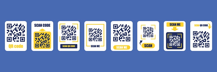 Qr Code Scan For Smartphone Qr Code Frame Vector Set Electronic Digital ...