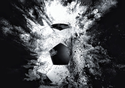 3d illustration of exploding soccer ball