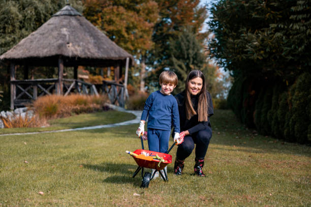 istock Mother and son in the graden 1433369316