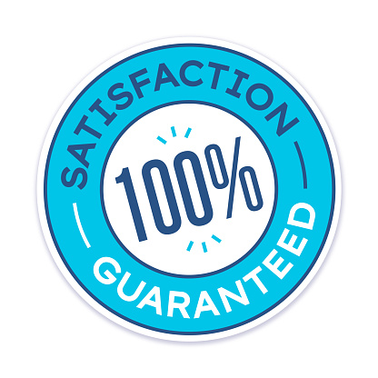 Satisfaction guaranteed 100 percent one hundred percent badge design element.