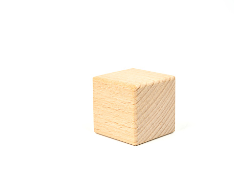 Wood Block Cube on White Background