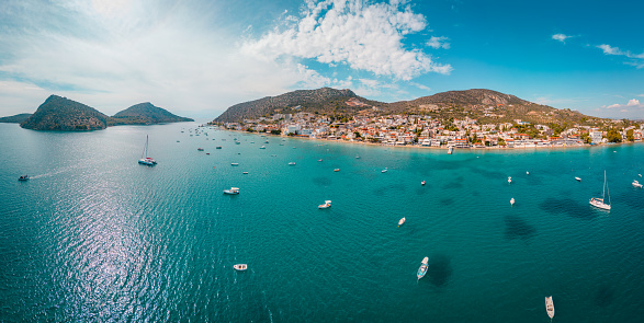 aerial panoramic photo of Nafplio - Tolo in Argolida, Peloponnese, Greece