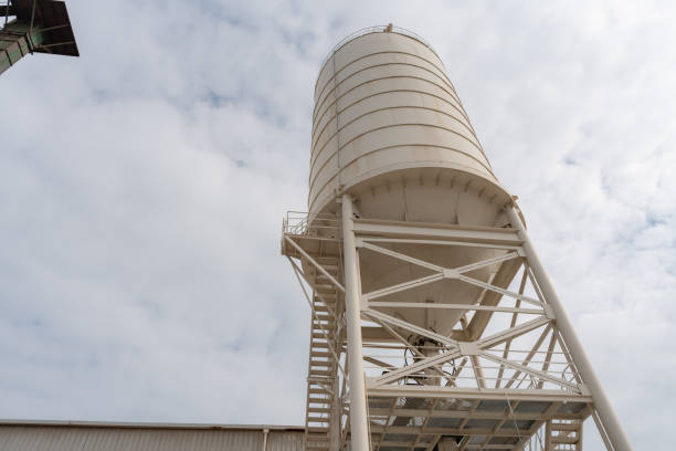 istock Low angle view of cement mixing plant 1433379008