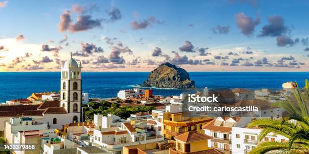 Tenerife Island Sceneryocean And Beautiful Stonepanoramic View Of Garachico Beach Stock Photo - Download Image Now