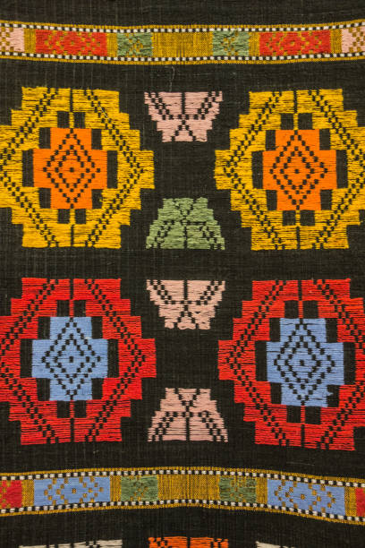 istock Folk embroidery and weaving, Tatar towel pattern closeup 1433381943