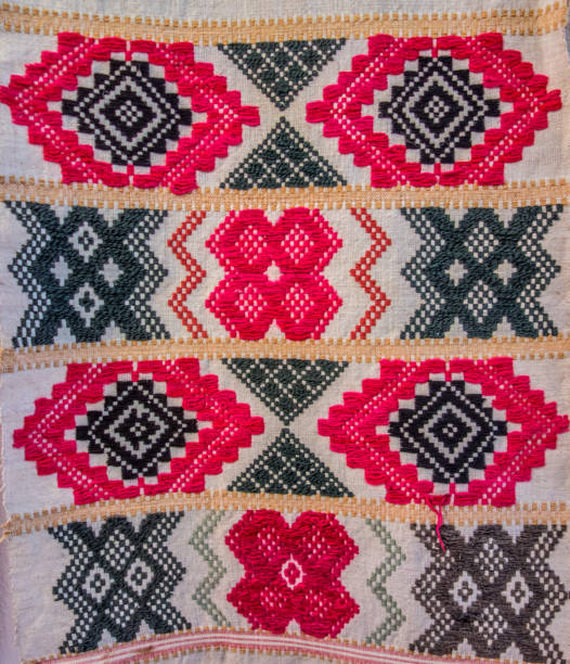 istock Folk embroidery and weaving, Tatar towel pattern closeup 1433381957