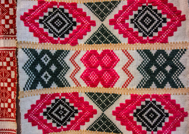 istock Folk embroidery and weaving, Tatar towel pattern closeup 1433381958