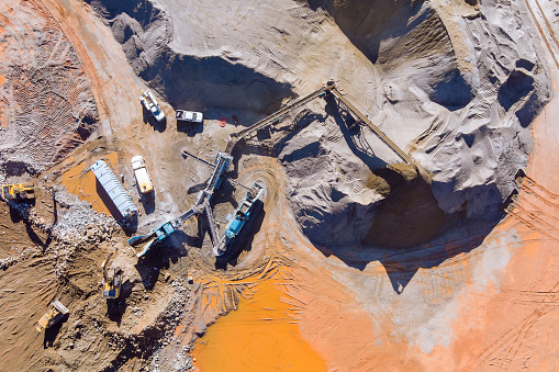 Machines digging at the construction site