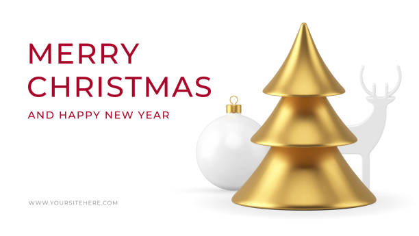 istock Merry Christmas and Happy New Year web banner template greeting winter holiday 3d icon vector 1433387069