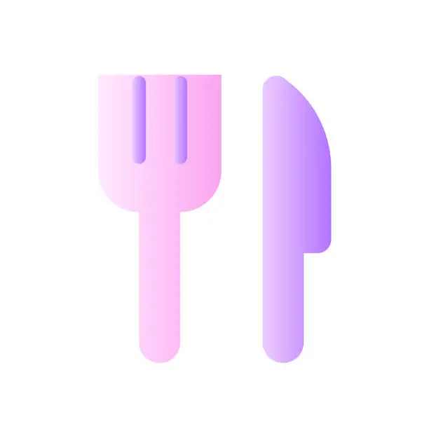 Vector illustration of Fork and knife flat gradient two-color ui icon