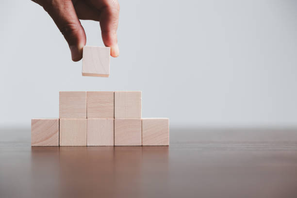 istock Blank wood cube or wooden block object for background use with copy space. Circle or square box toys for inserting concept icon symbol of business education strategy success. geometry for creativity. 1433387964