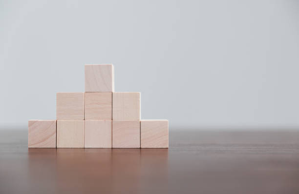 istock Blank wood cube or wooden block object for background use with copy space. Circle or square box toys for inserting concept icon symbol of business education strategy success. geometry for creativity. 1433388011