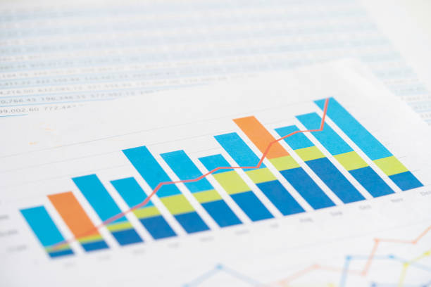 istock chart or graph paper. Financial, account, statistics and business data concept. 1433389441